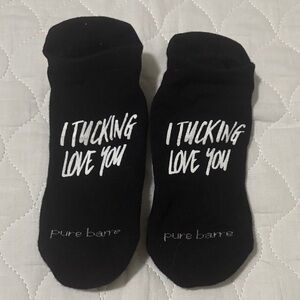 Pure Barre Casual Black Socks with Fun Design